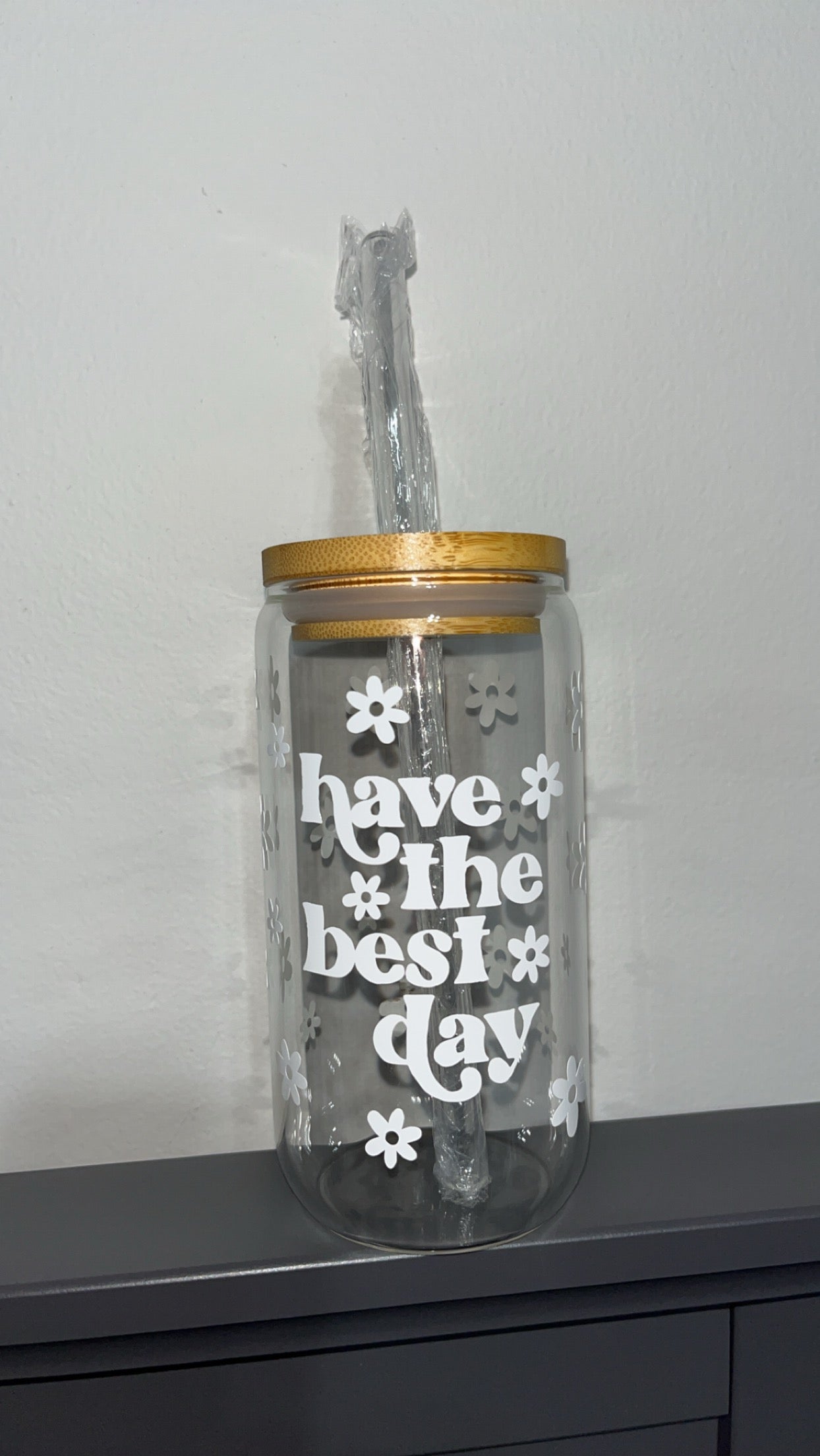 Have The Best Day Glass Can