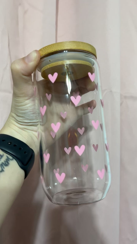 Tiny Heart Glass Can